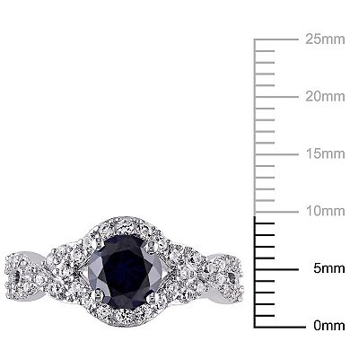 Stella Grace Sterling Silver Lab-Created Blue & White Sapphire Twist Ring