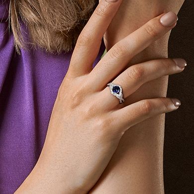 Stella Grace Sterling Silver Lab-Created Blue & White Sapphire Twist Ring