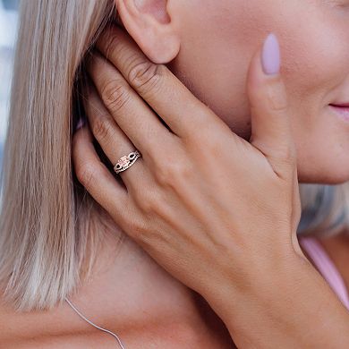 Stella Grace 10k Rose Gold Morganite, Lab-Created White Sapphire & 1/8 Carat T.W. Diamond Engagement Ring Set