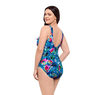 Women's Great Lengths Dreamy Island Ruffle Front Surplice One Piece Swimsuit