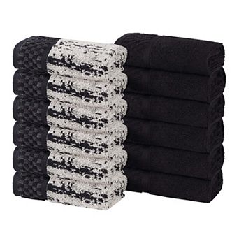 Superior 12 pc Lodie Cotton Jacquard Solid & Two-Toned Face Towel/Washcloth Set