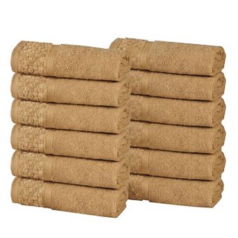 Superior Modern Cotton 12 pc Solid Medium Weight Face Towel Set