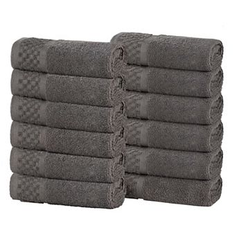 Superior Modern Cotton 12 pc Solid Medium Weight Face Towel Set