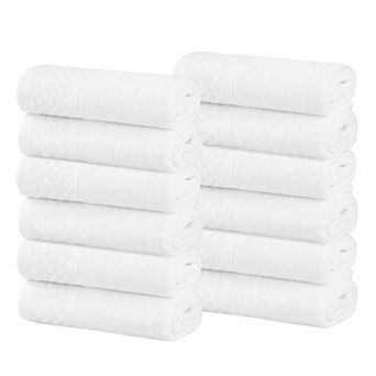 Superior 12 pc Lodie Cotton Jacquard Solid & Two-Toned Face Towel/Washcloth Set