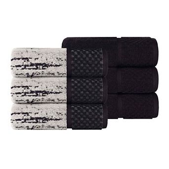 Superior 6 pc Lodie Cotton Jacquard Solid & Two-Toned Hand Towel Set