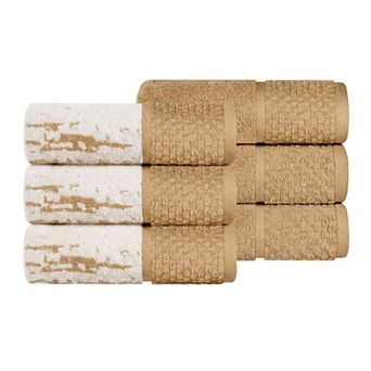 Superior Modern Cotton 6 pc Medium Weight Solid and Patterned Mix Hand Towel Set