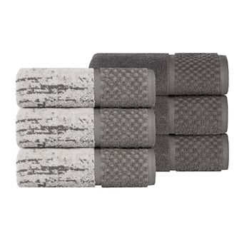 Superior 6 pc Lodie Cotton Jacquard Solid & Two-Toned Hand Towel Set