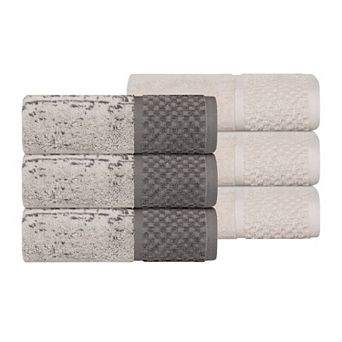 Superior 6 pc Lodie Cotton Jacquard Solid & Two-Toned Hand Towel Set