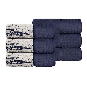 Superior Modern Cotton 6 pc Medium Weight Solid and Patterned Mix Hand Towel Set