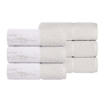 Superior 6 pc Lodie Cotton Jacquard Solid & Two-Toned Hand Towel Set