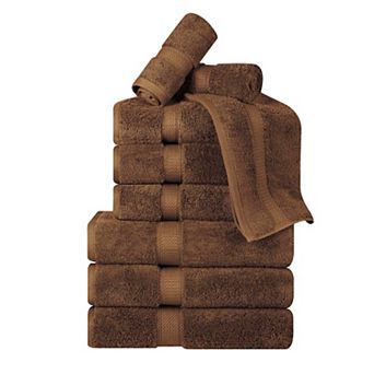 Superior 9 pc Egyptian Cotton Heavyweight Solid Plush Towel Set