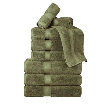 Superior 9 pc Egyptian Cotton Heavyweight Solid Plush Towel Set