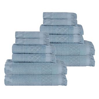 Superior 12 pc Rolla Cotton Geometric Jacquard Plush Soft Absorbent Towel Set