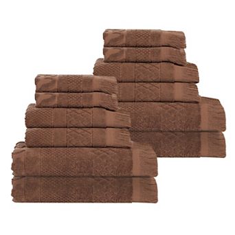 Superior 12 pc Rolla Cotton Geometric Jacquard Plush Soft Absorbent Towel Set