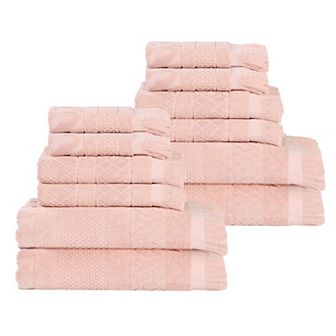 Superior 12 pc Rolla Cotton Geometric Jacquard Plush Soft Absorbent Towel Set