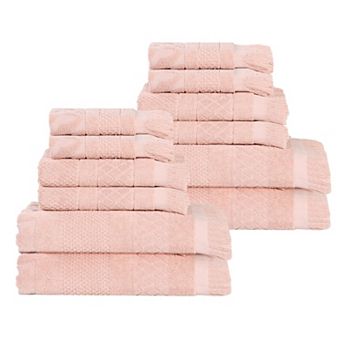 Superior 12 pc Rolla Cotton Geometric Jacquard Plush Soft Absorbent Towel Set