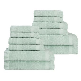 Superior 12 pc Rolla Cotton Geometric Jacquard Plush Soft Absorbent Towel Set