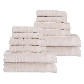 Superior 12 pc Rolla Cotton Geometric Jacquard Plush Soft Absorbent Towel Set
