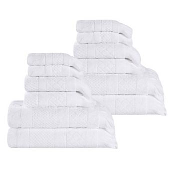 Superior 12 pc Rolla Cotton Geometric Jacquard Plush Soft Absorbent Towel Set