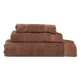 Superior 3 pc Rolla Cotton Geometric Jacquard Plush Absorbent Towel Set