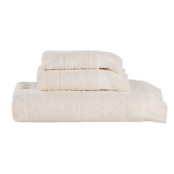 Superior 3 pc Rolla Cotton Geometric Jacquard Plush Absorbent Towel Set