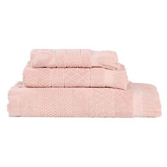 Superior 3 pc Rolla Cotton Geometric Jacquard Plush Absorbent Towel Set