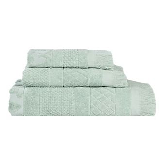 Superior 3 pc Rolla Cotton Geometric Jacquard Plush Absorbent Towel Set