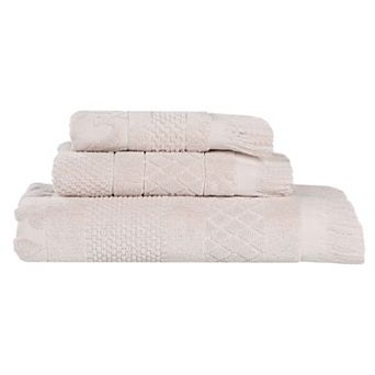 Superior 3 pc Rolla Cotton Geometric Jacquard Plush Absorbent Towel Set