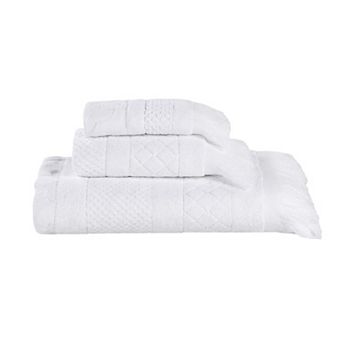 Superior 3 pc Rolla Cotton Geometric Jacquard Plush Absorbent Towel Set