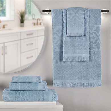 SUPERIOR 6-Piece Rolla Cotton Geometric Jacquard Plush Absorbent Towel Set
