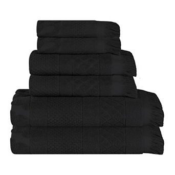 SUPERIOR 6 pc Rolla Cotton Geometric Jacquard Plush Absorbent Towel Set