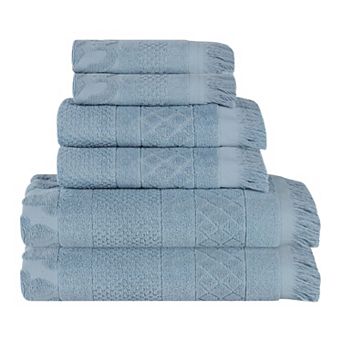 SUPERIOR 6 pc Rolla Cotton Geometric Jacquard Plush Absorbent Towel Set