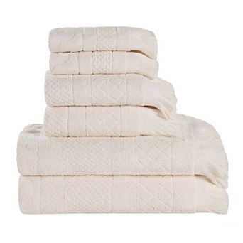 SUPERIOR 6 pc Rolla Cotton Geometric Jacquard Plush Absorbent Towel Set