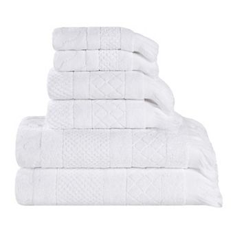 SUPERIOR 6 pc Rolla Cotton Geometric Jacquard Plush Absorbent Towel Set