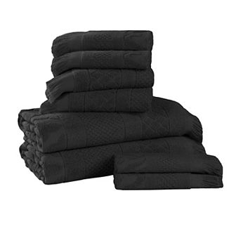SUPERIOR 8 pc Rolla Cotton Geometric Jacquard Plush Soft Absorbent Towel Set