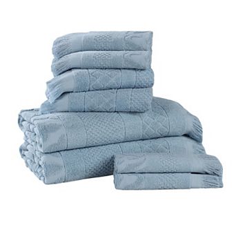 SUPERIOR 8 pc Rolla Cotton Geometric Jacquard Plush Soft Absorbent Towel Set