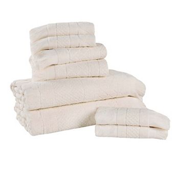 SUPERIOR 8 pc Rolla Cotton Geometric Jacquard Plush Soft Absorbent Towel Set