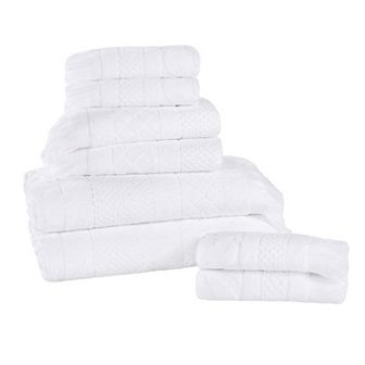 SUPERIOR 8 pc Rolla Cotton Geometric Jacquard Plush Soft Absorbent Towel Set