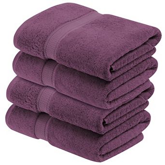 Superior 4 pc Egyptian Cotton Heavyweight Solid Plush Bath Towel Set