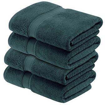 Superior 4 pc Egyptian Cotton Heavyweight Solid Plush Bath Towel Set
