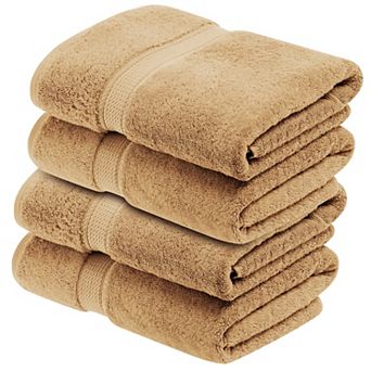 Superior 4 pc Egyptian Cotton Heavyweight Solid Plush Bath Towel Set