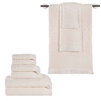 SUPERIOR 9 pc Rolla Cotton Geometric Jacquard Plush Absorbent Towel Set