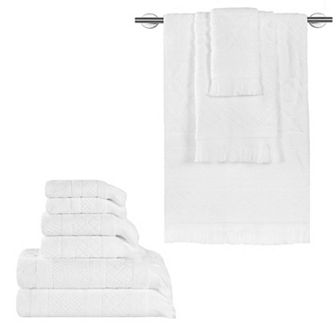 SUPERIOR 9 pc Rolla Cotton Geometric Jacquard Plush Absorbent Towel Set