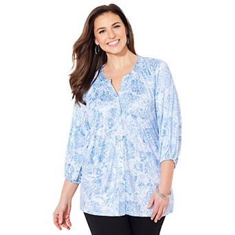 Catherines Women's Plus Size Soft Bliss Buttonfront Knit Blouse