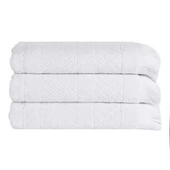 SUPERIOR 3 pc Rolla Cotton Geometric Jacquard Plush Soft Absorbent Bath Towel Set