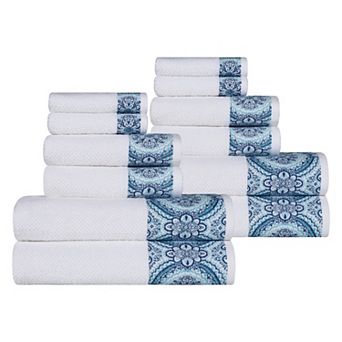 Superior 12 pc Medallion Cotton Jacquard Textured Towel Set