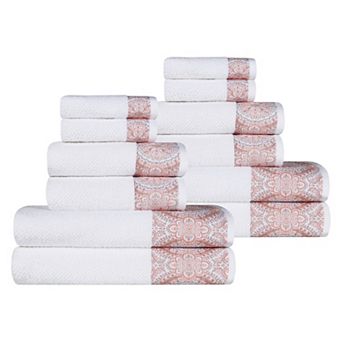 Superior 12 pc Medallion Cotton Jacquard Textured Towel Set
