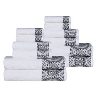 Superior 12 pc Medallion Cotton Jacquard Textured Towel Set