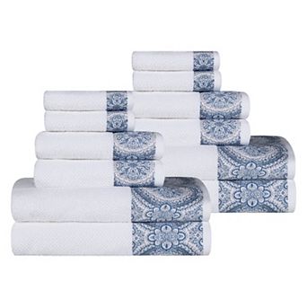 Superior 12 pc Medallion Cotton Jacquard Textured Towel Set