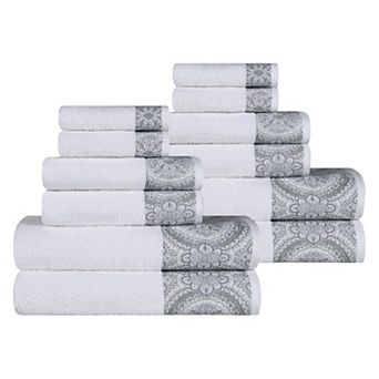 Superior 12 pc Medallion Cotton Jacquard Textured Towel Set